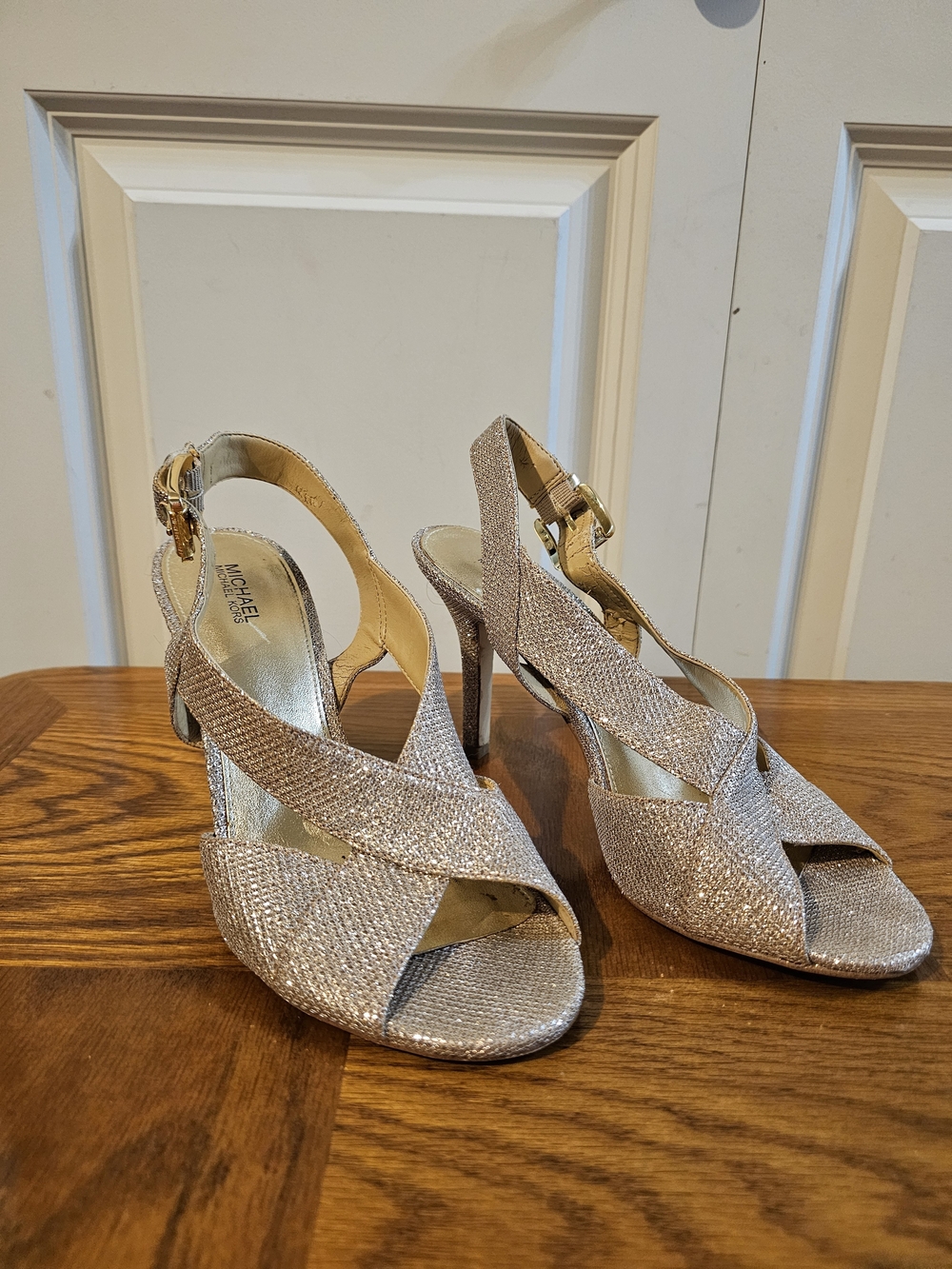 Michael Kors Gold Glitter Slingback Heels